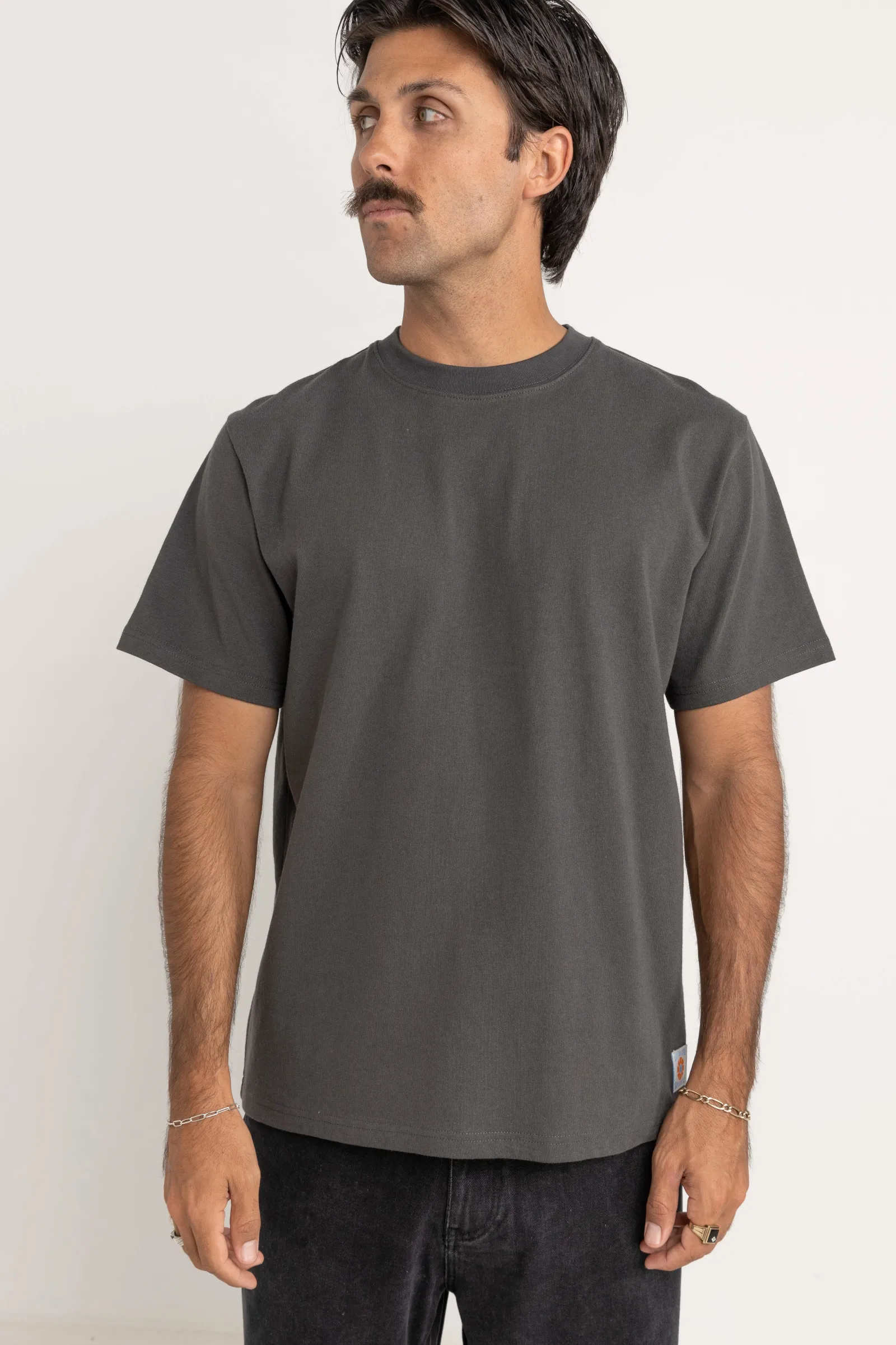 Rhythm Livin Assembly Vintage Ss T-Shirt Stone Blue- T-shirts