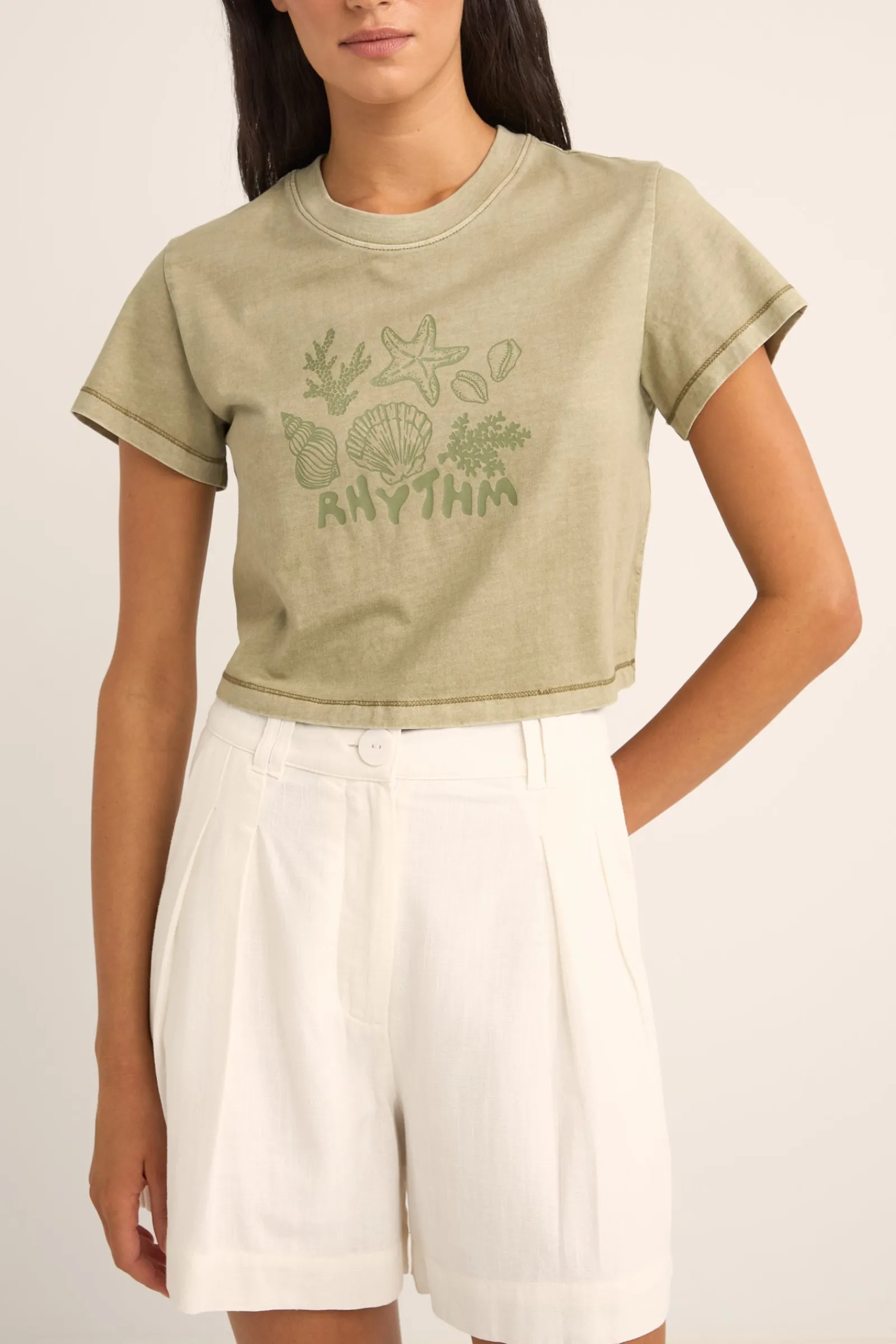 Rhythm Livin Beachcomber Crop Crew Tee-Women T-shirts