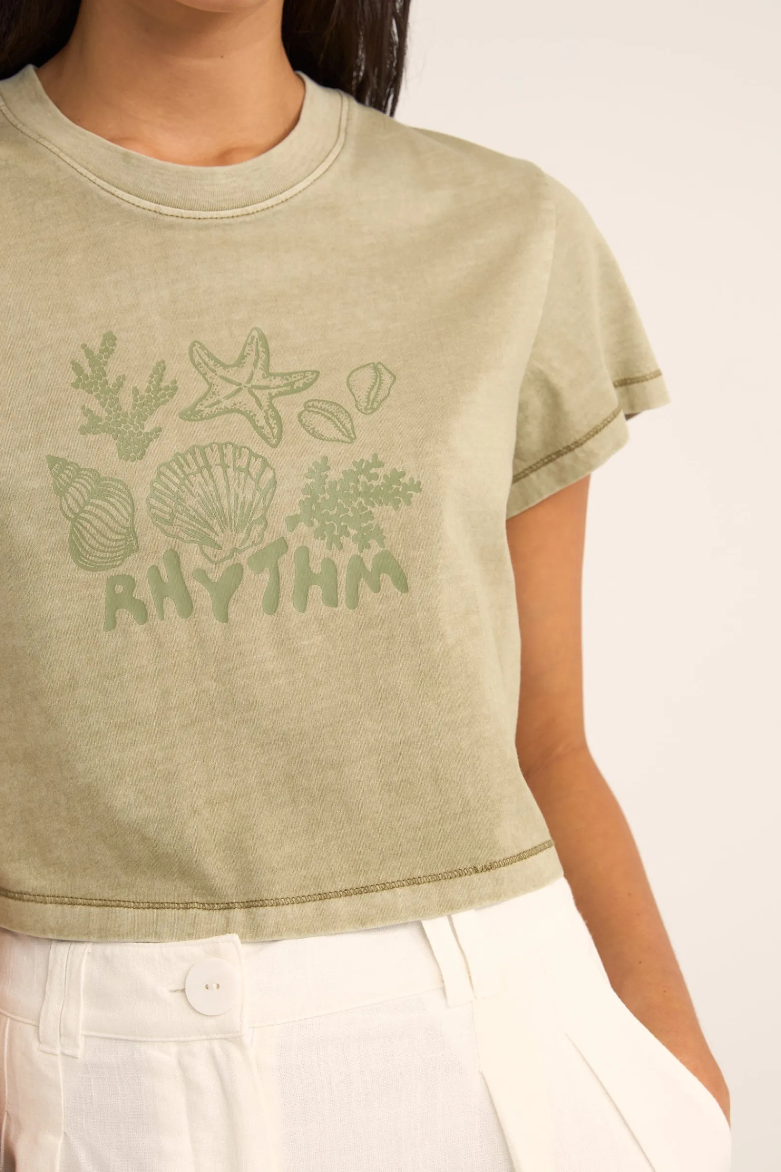 Rhythm Livin Beachcomber Crop Crew Tee-Women T-shirts