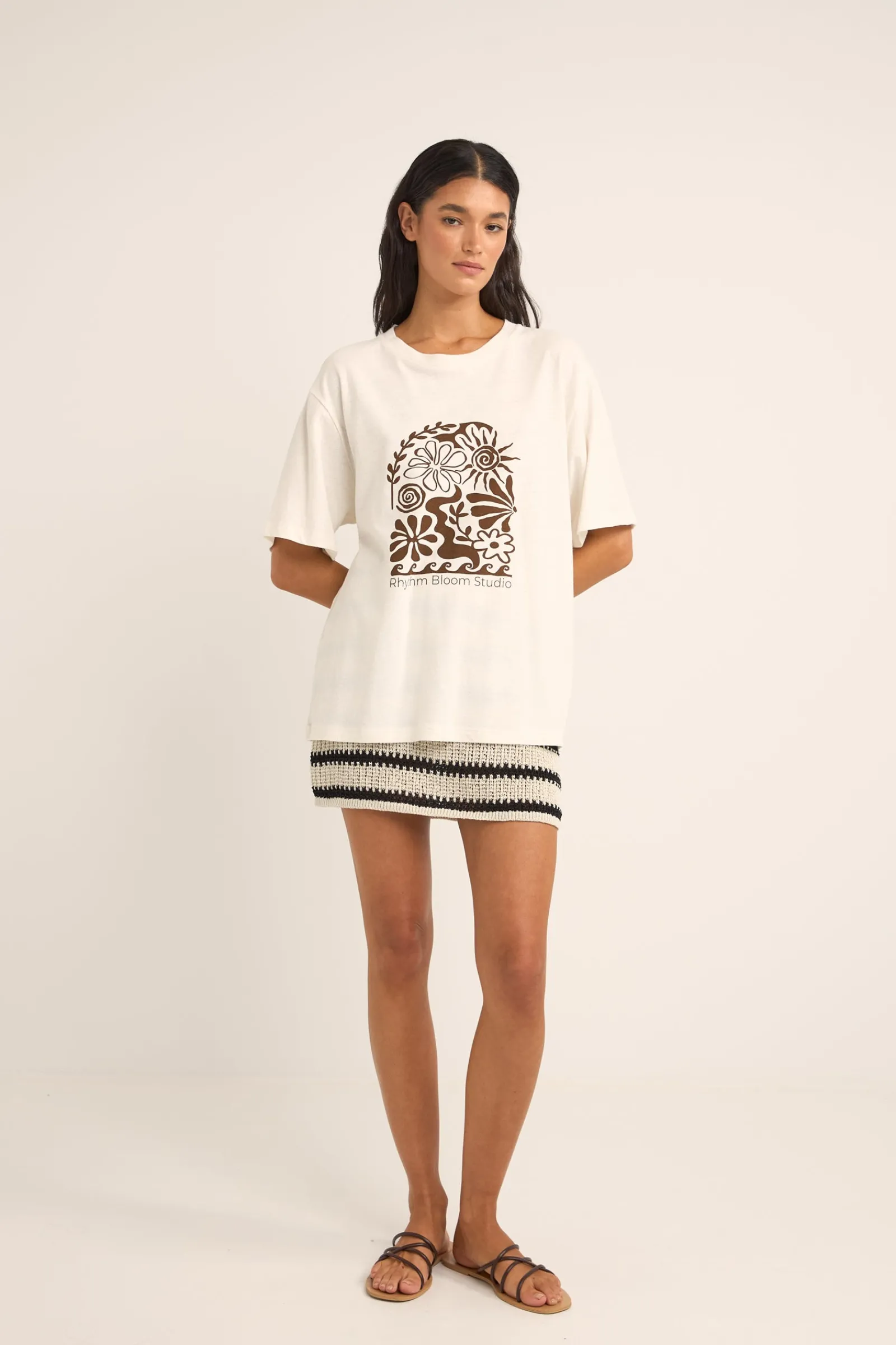 Rhythm Livin Bloom Studio Oversized T-Shirt Vintage White-Women T-shirts