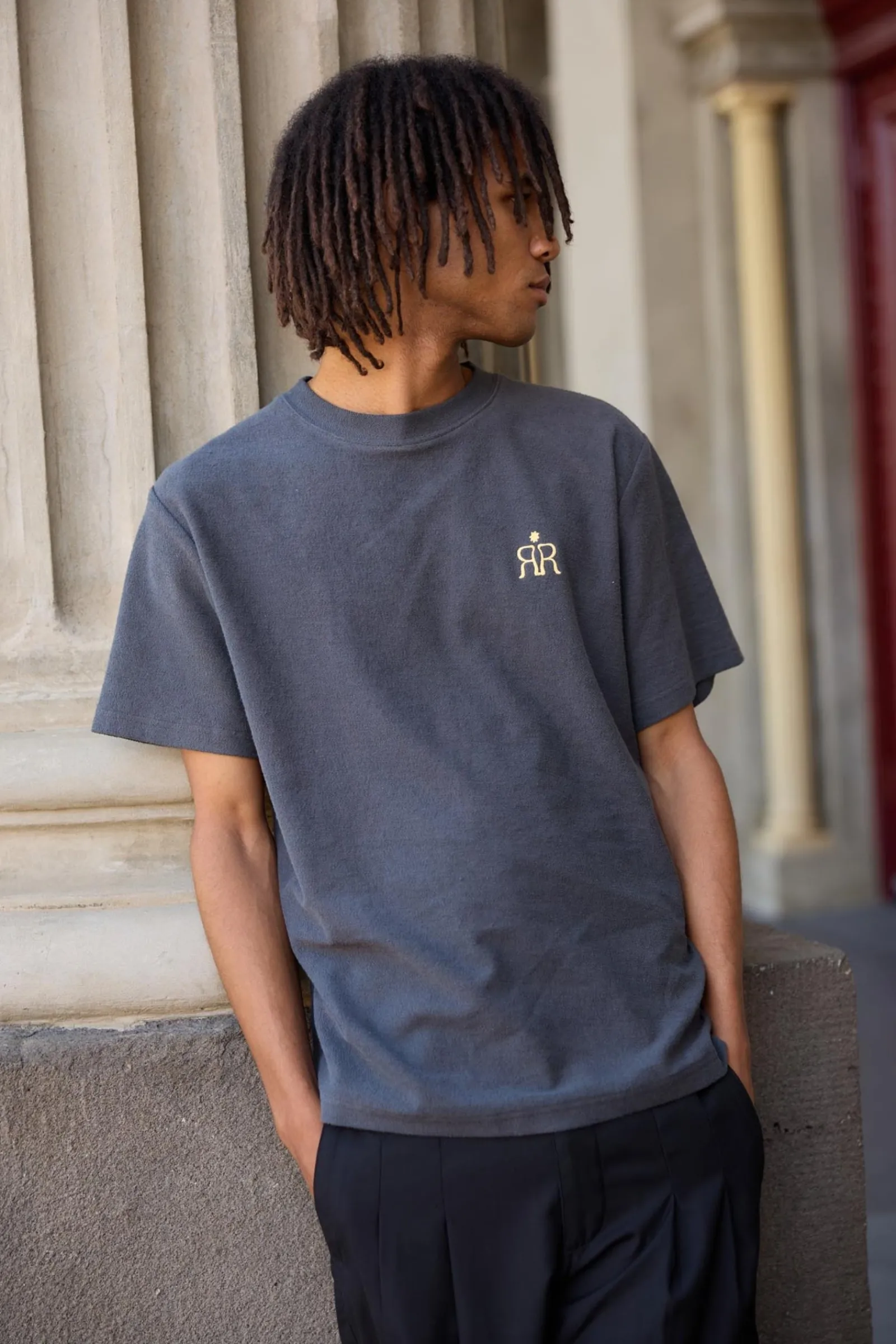 Rhythm Livin Breakers Terry Vintage Ss T-Shirt Stone Blue- T-shirts