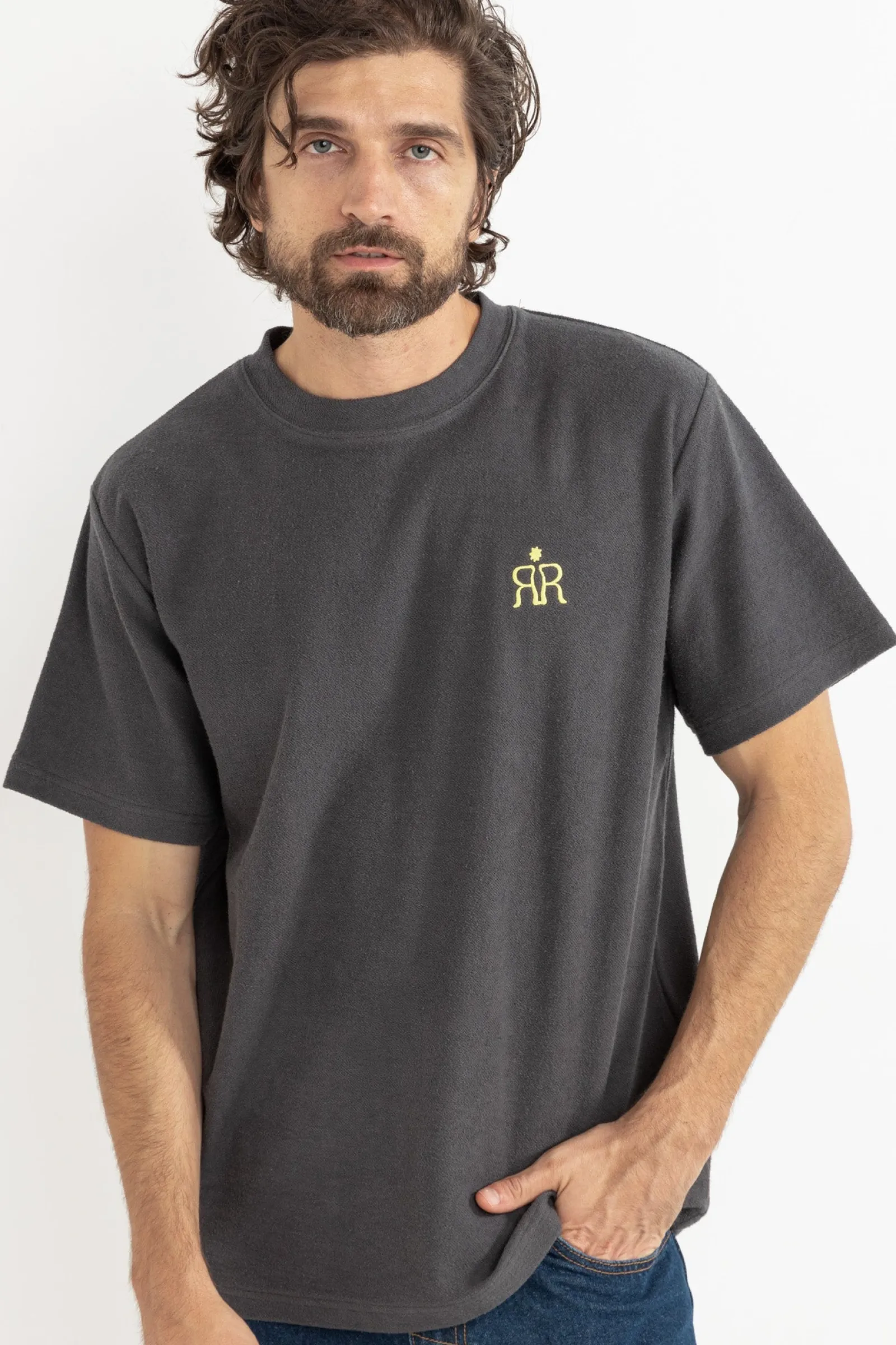 Rhythm Livin Breakers Terry Vintage Ss T-Shirt Stone Blue- T-shirts