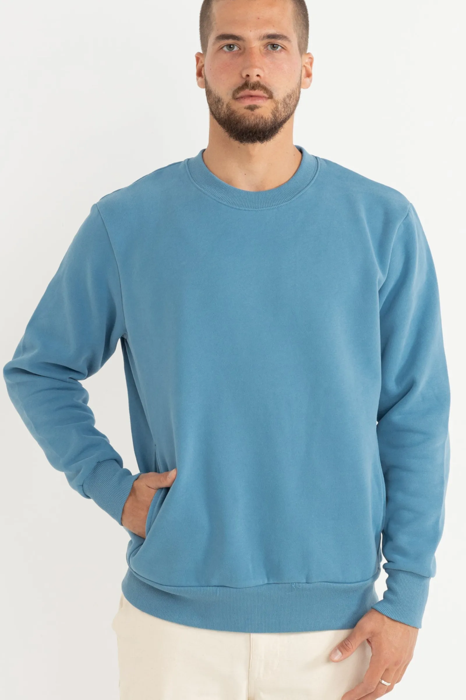 Rhythm Livin Classic Fleece Crew Mineral Blue- Fleece