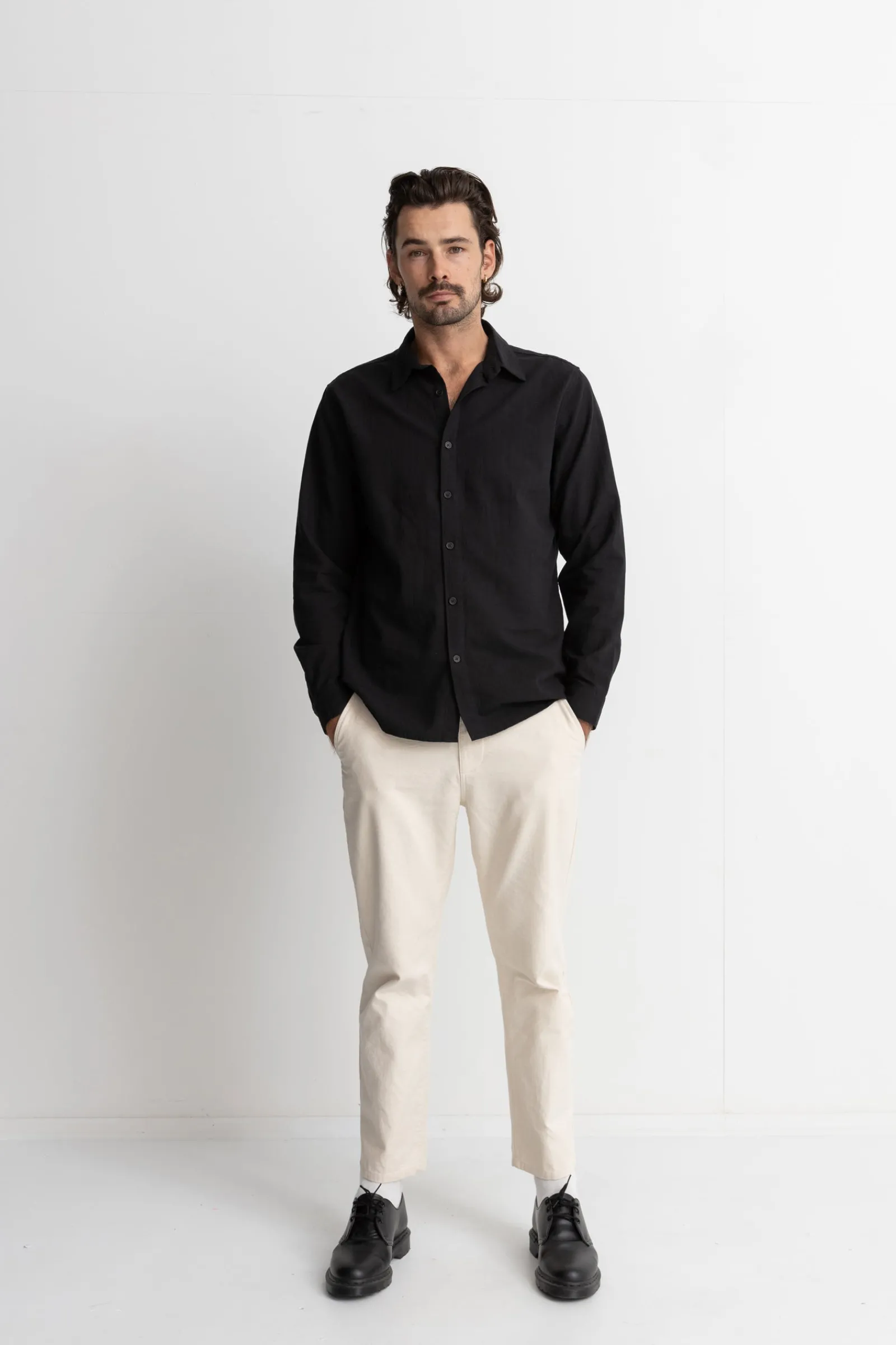 Rhythm Livin Classic Linen Ls Shirt Vintage Black- Woven Shirts