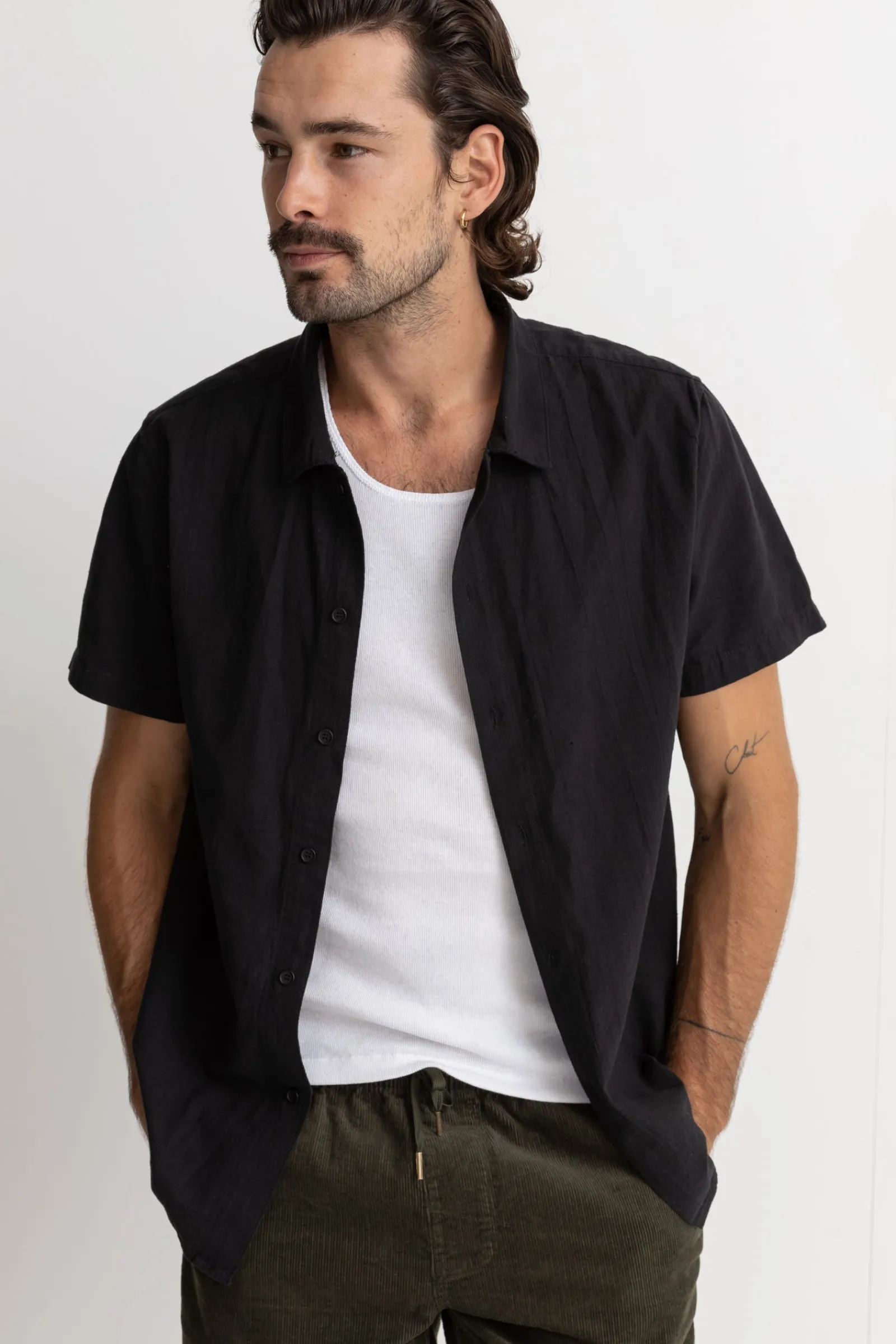 Rhythm Livin Classic Linen Ss Shirt Vintage Black- Woven Shirts