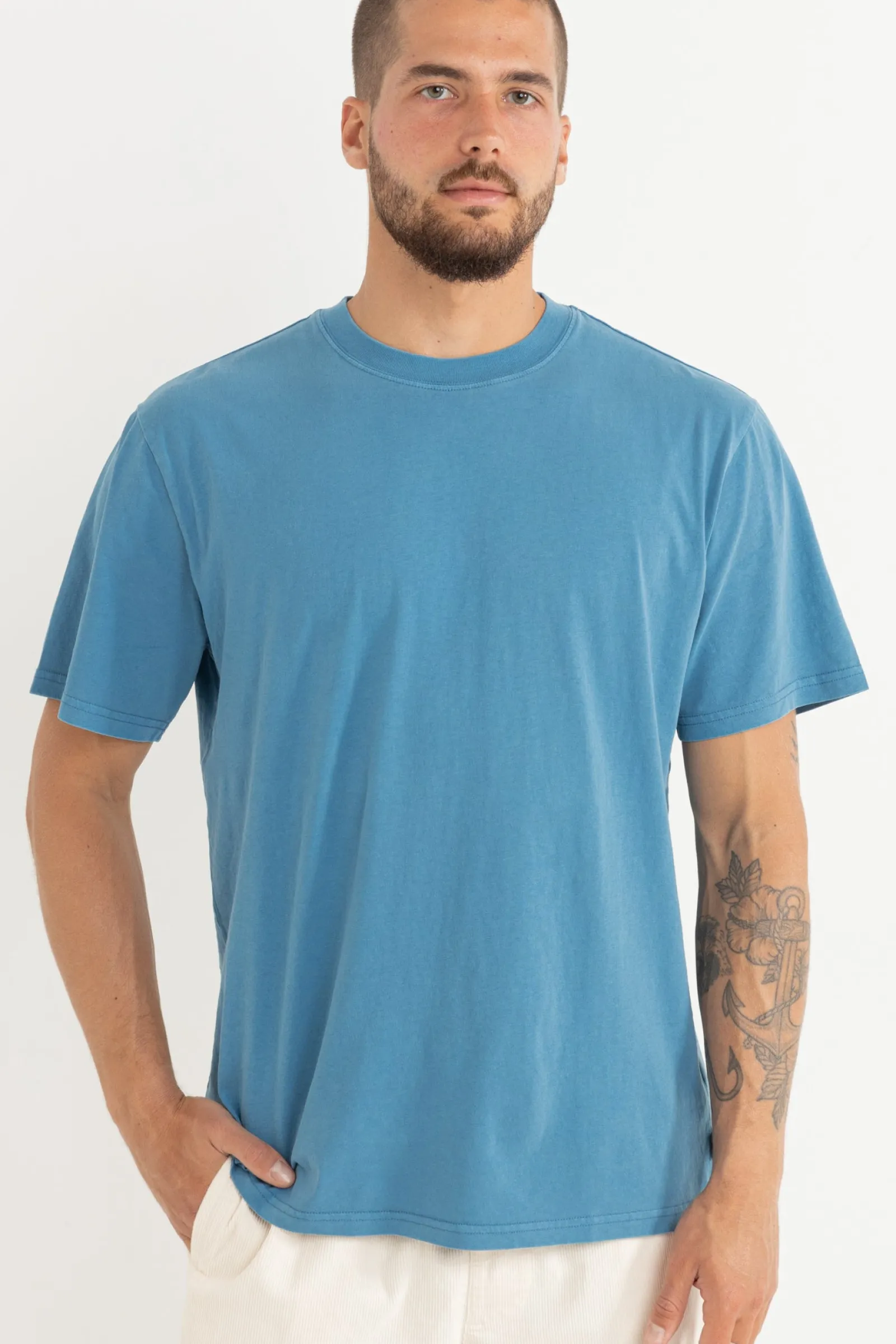 Rhythm Livin Classic Vintage Tee Mineral Blue- T-shirts