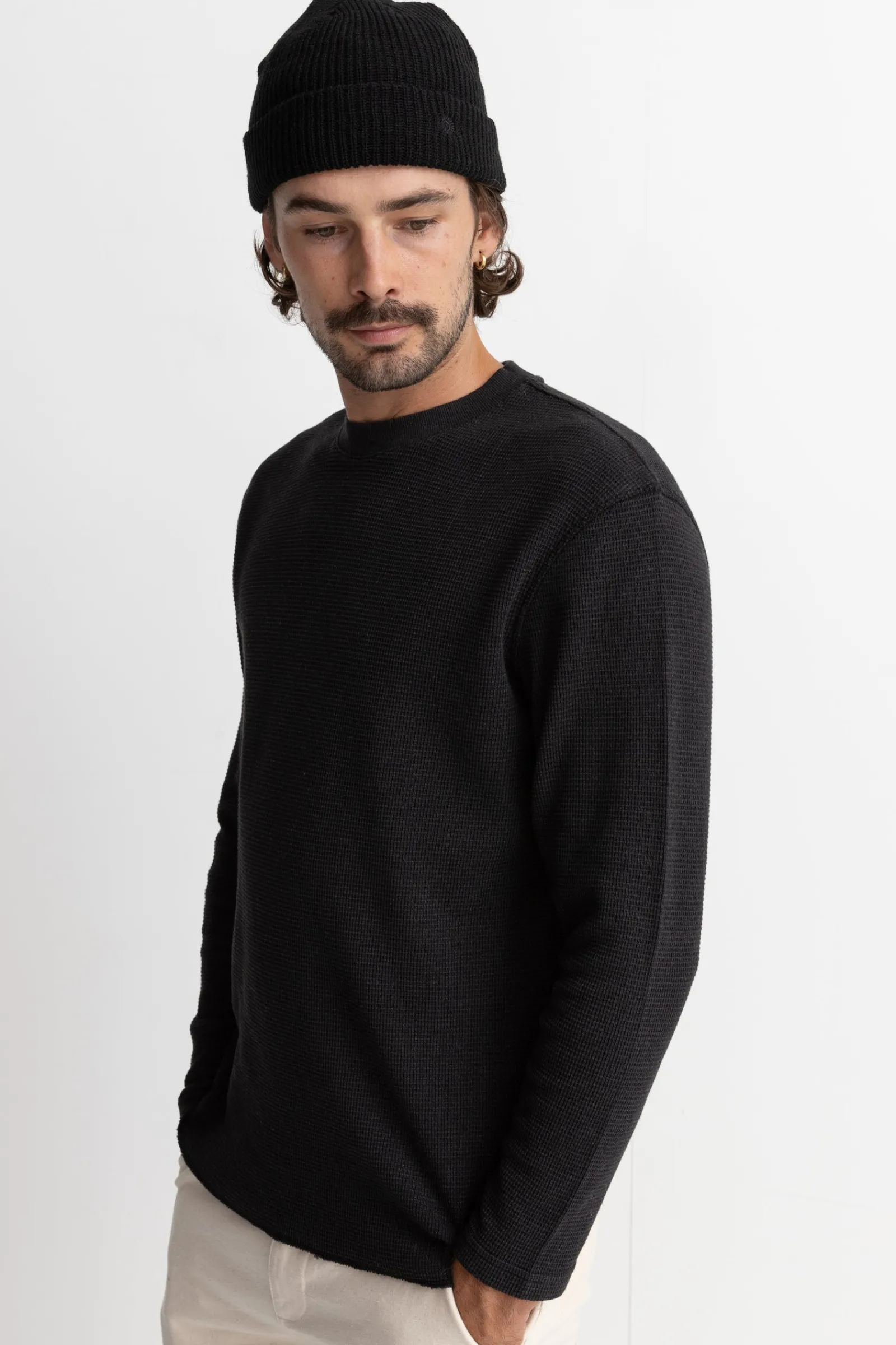 Rhythm Livin Classic Waffle Knit Vintage Black- Knits