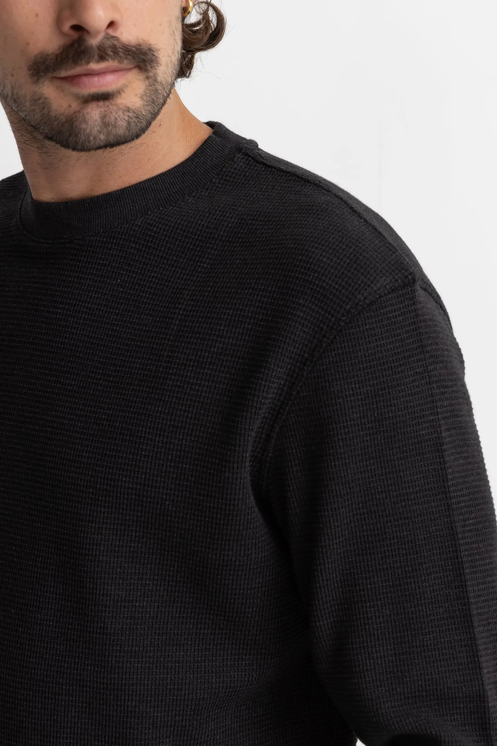 Rhythm Livin Classic Waffle Knit Vintage Black- Knits