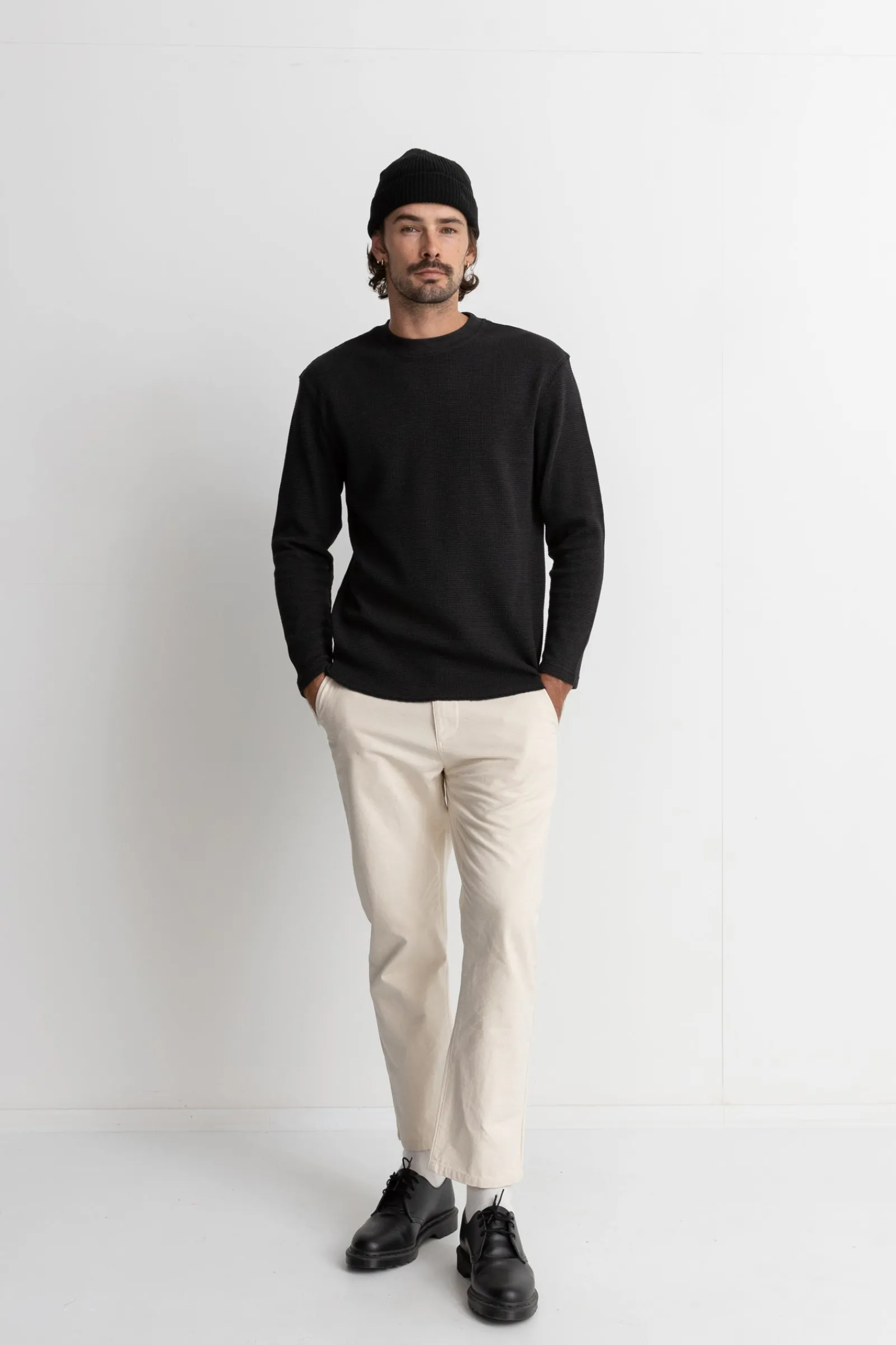 Rhythm Livin Classic Waffle Knit Vintage Black- Knits