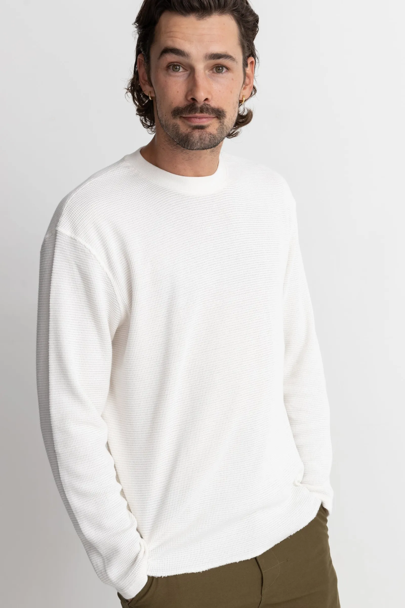 Rhythm Livin Classic Waffle Knit Vintage White- Knits