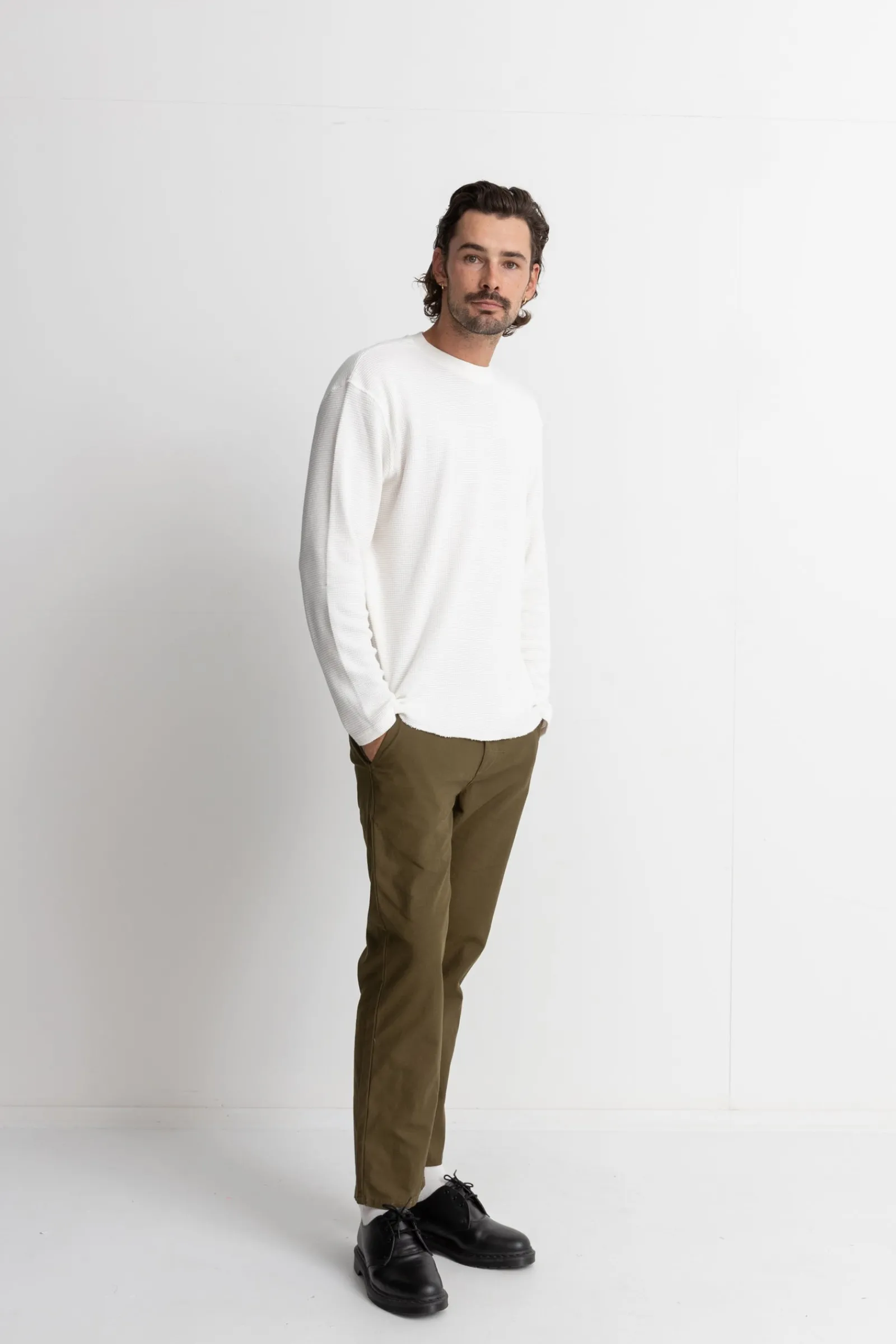 Rhythm Livin Classic Waffle Knit Vintage White- Knits