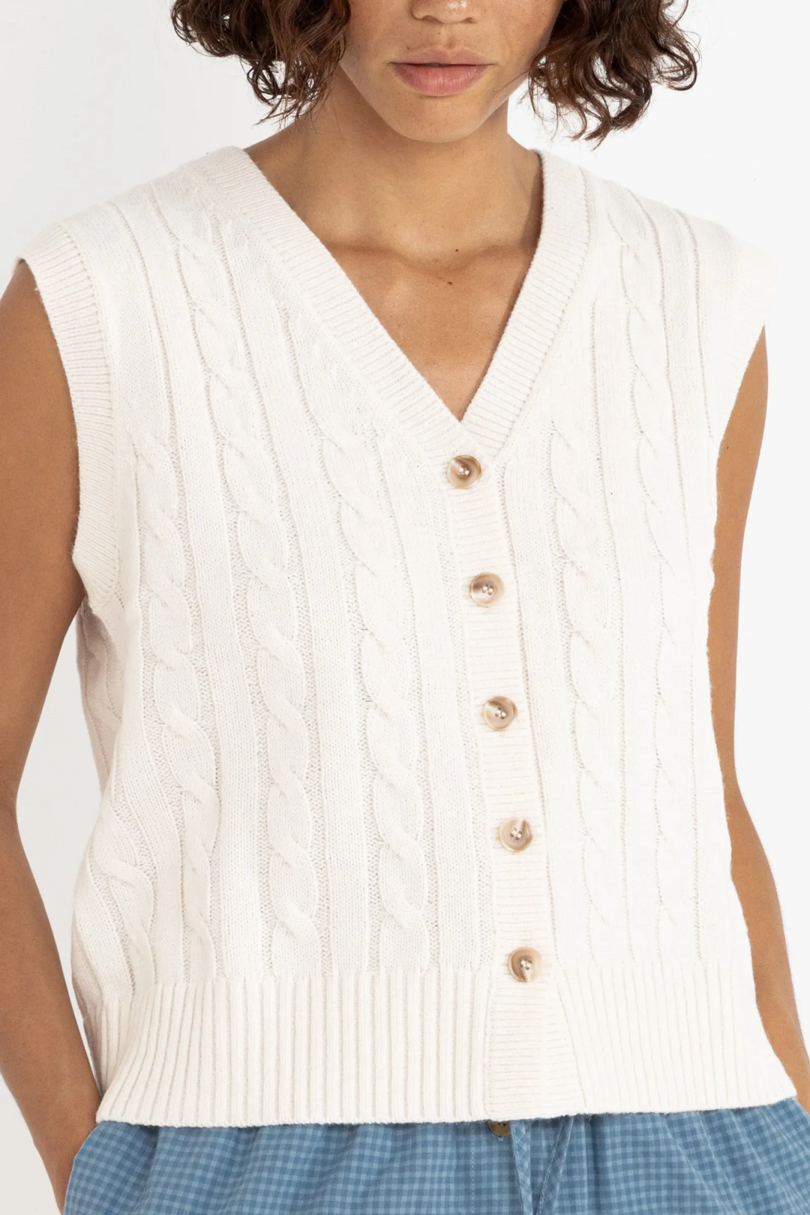 Rhythm Livin Desi Cable Knit Vest-Women Fashion Tops