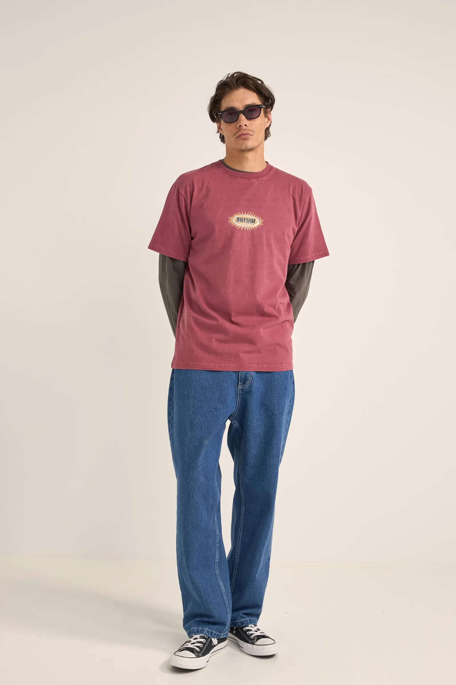 Rhythm Livin Ellipse Sun SS T-Shirt Vintage Red- T-shirts