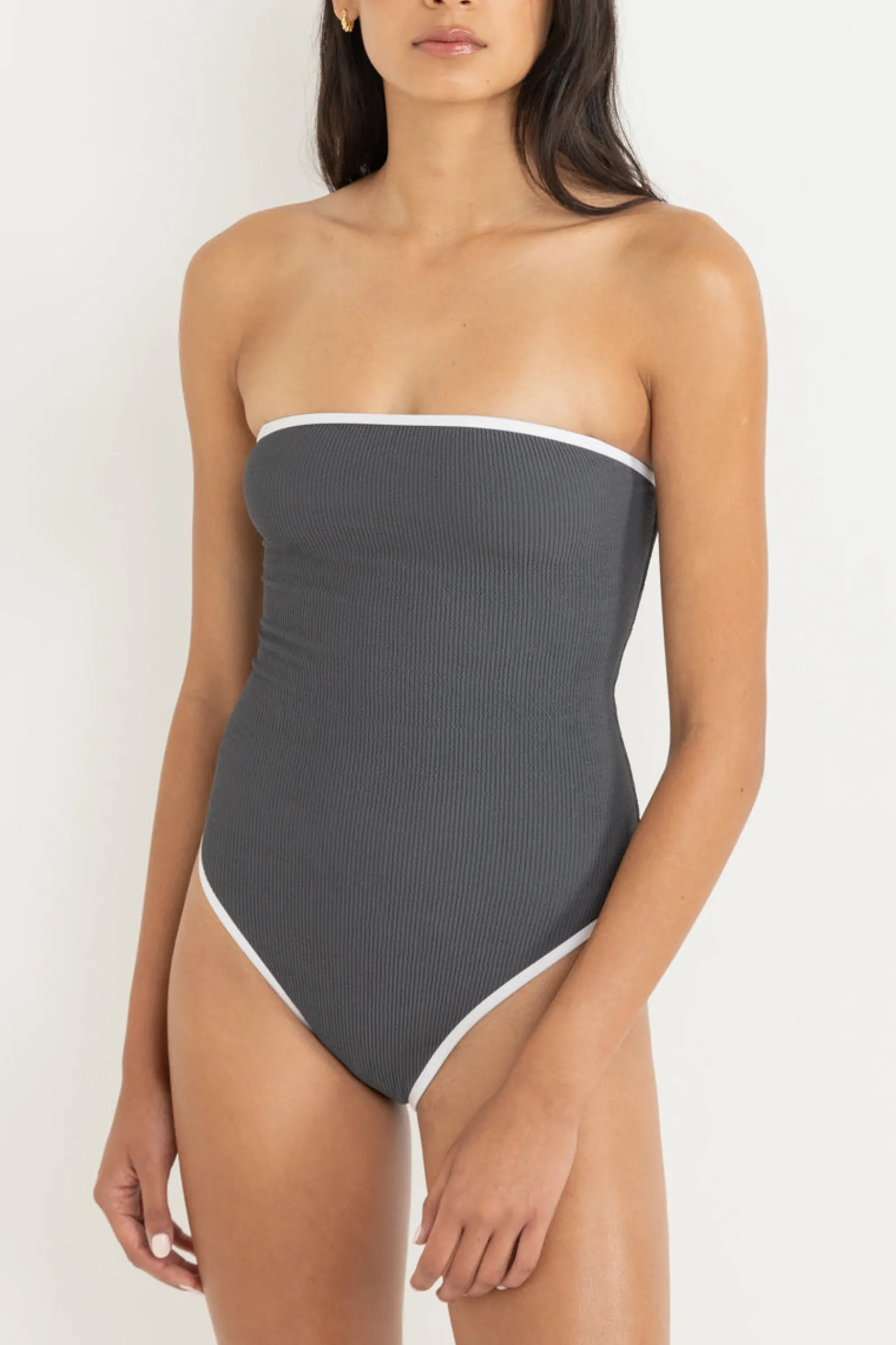 Rhythm Livin Essential Rib Contrast One Piece Graphite-Women One Piece Swim