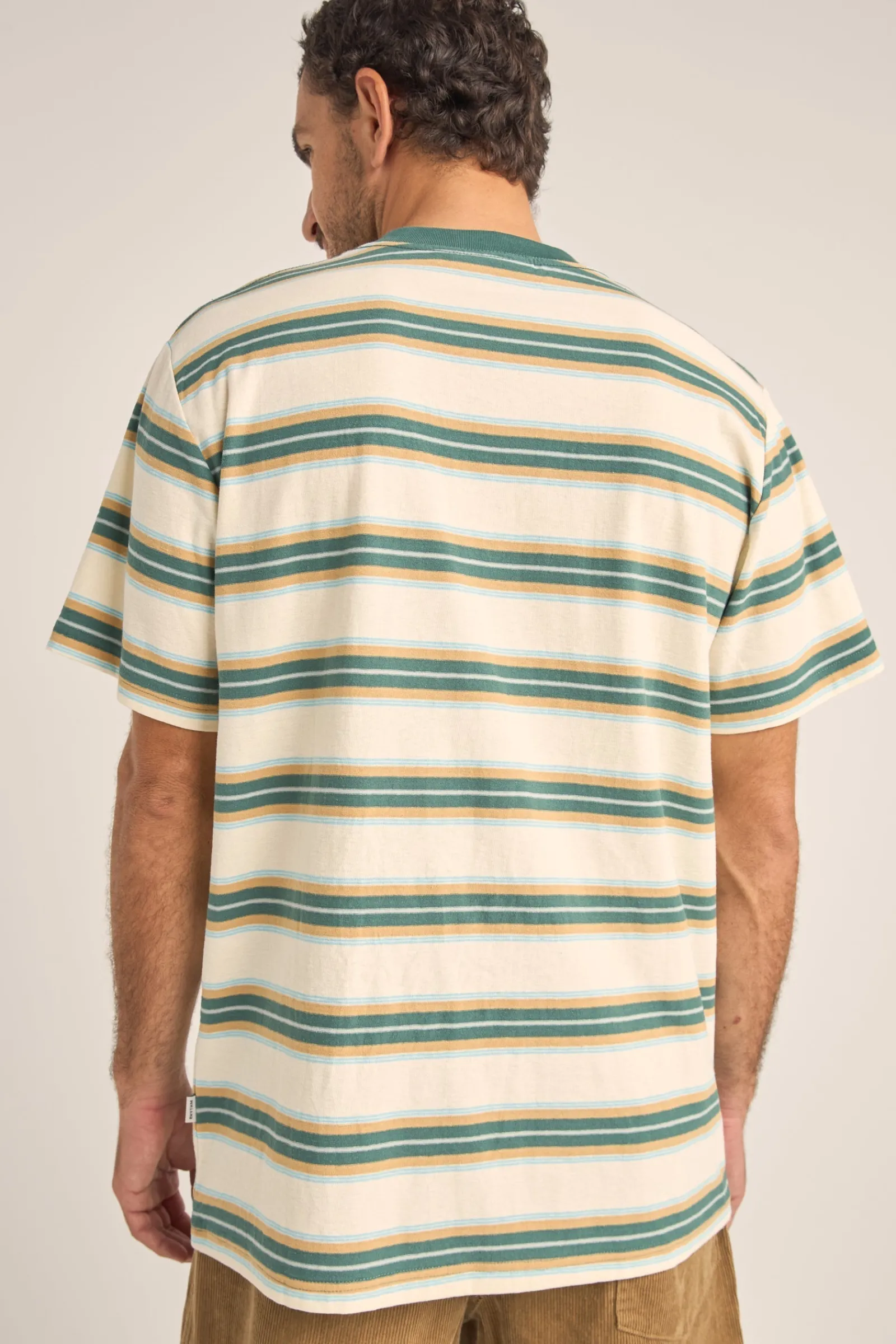 Rhythm Livin Everyday Stripe SS T-Shirt Vintage Green- T-shirts