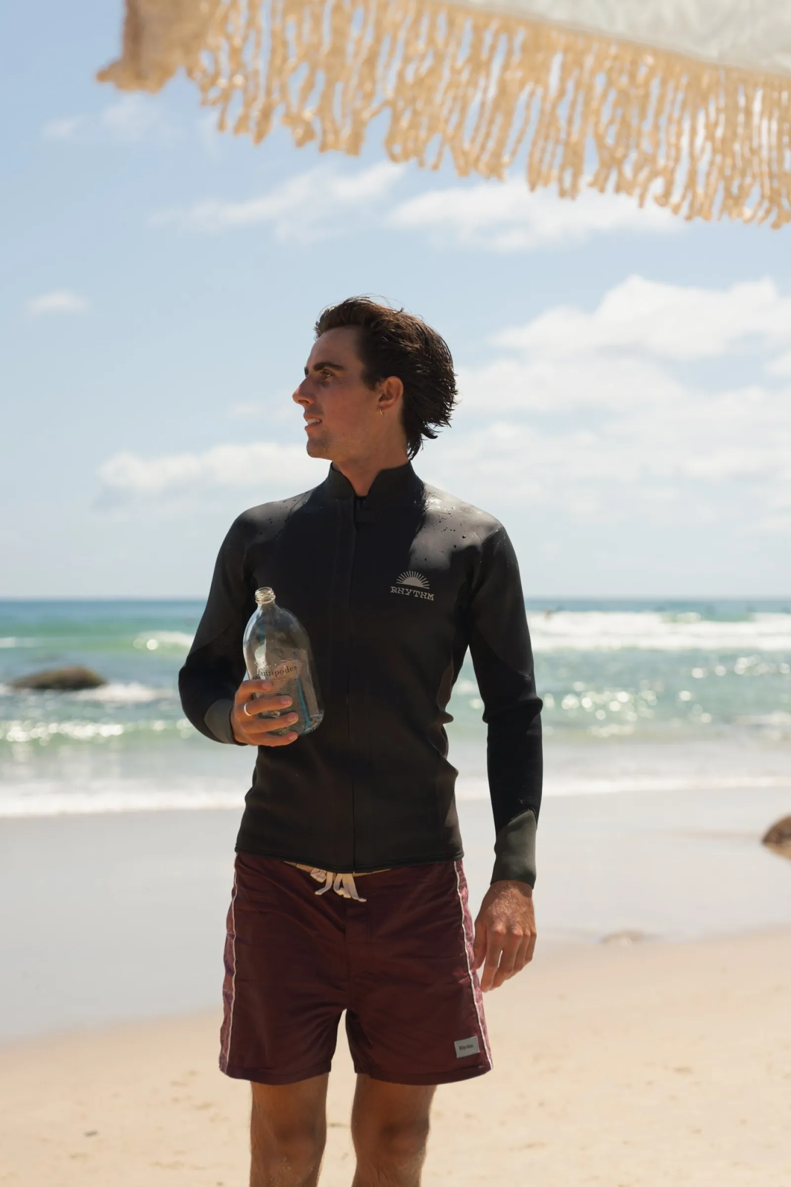 Rhythm Livin Heritage Front Zipper Jacket Black- Sun & Shade | Wetsuit Tops