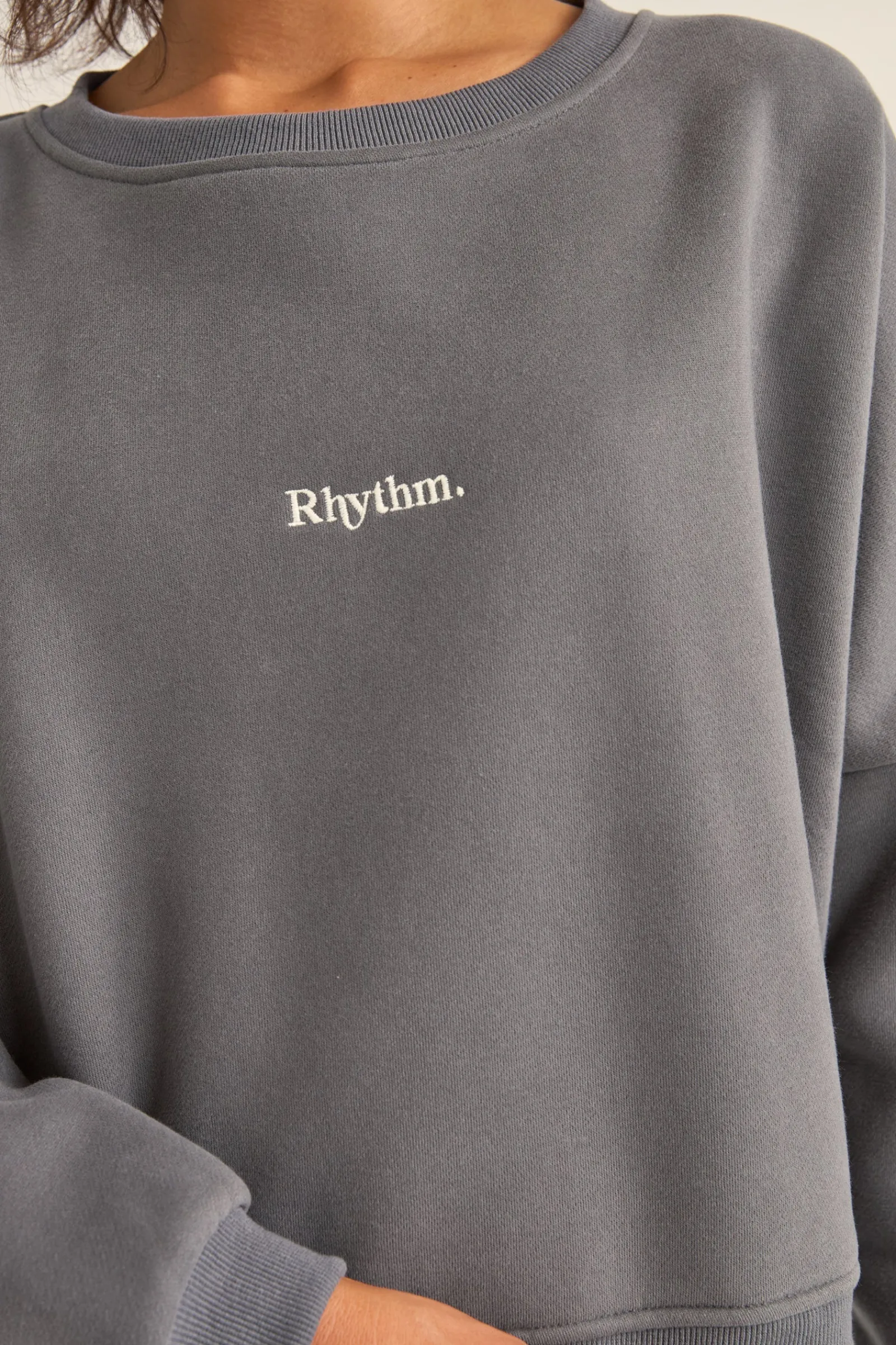 Rhythm Livin Logo Crew Neck Fleece-Women Fleece