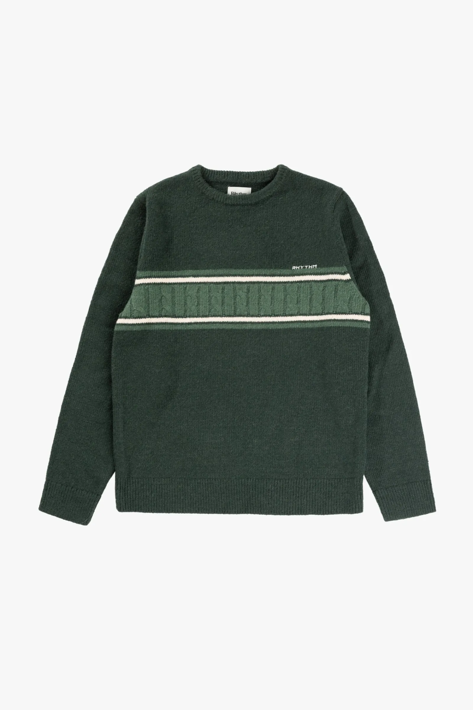 Rhythm Livin Mohair Stripe Knit Dark Green- Knits