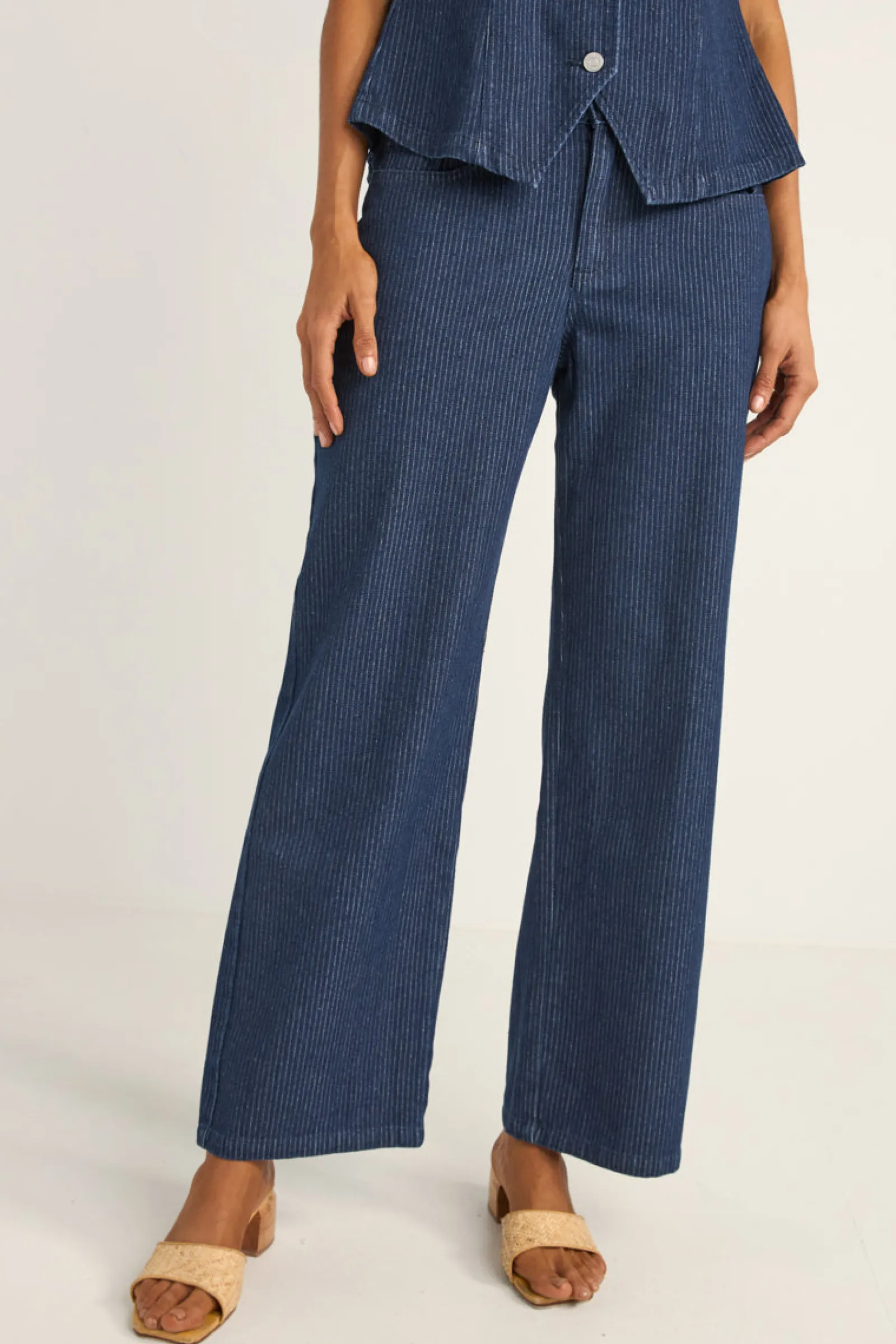 Rhythm Livin Pinstripe Mid-Rise Pant-Women Pants