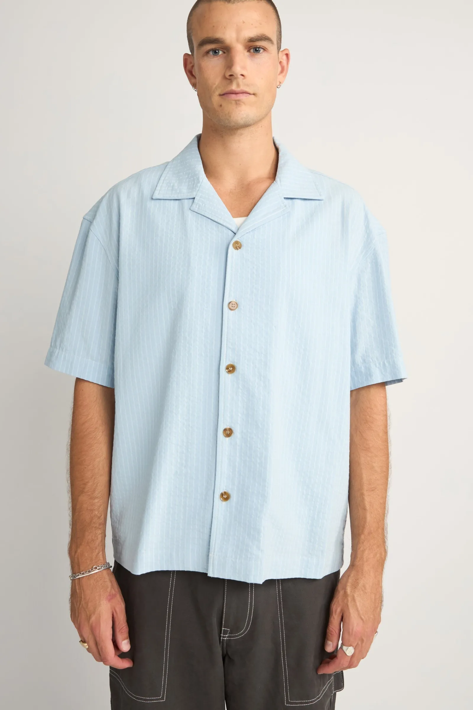 Rhythm Livin Relaxed Stripe Ss Shirt- Woven Shirts