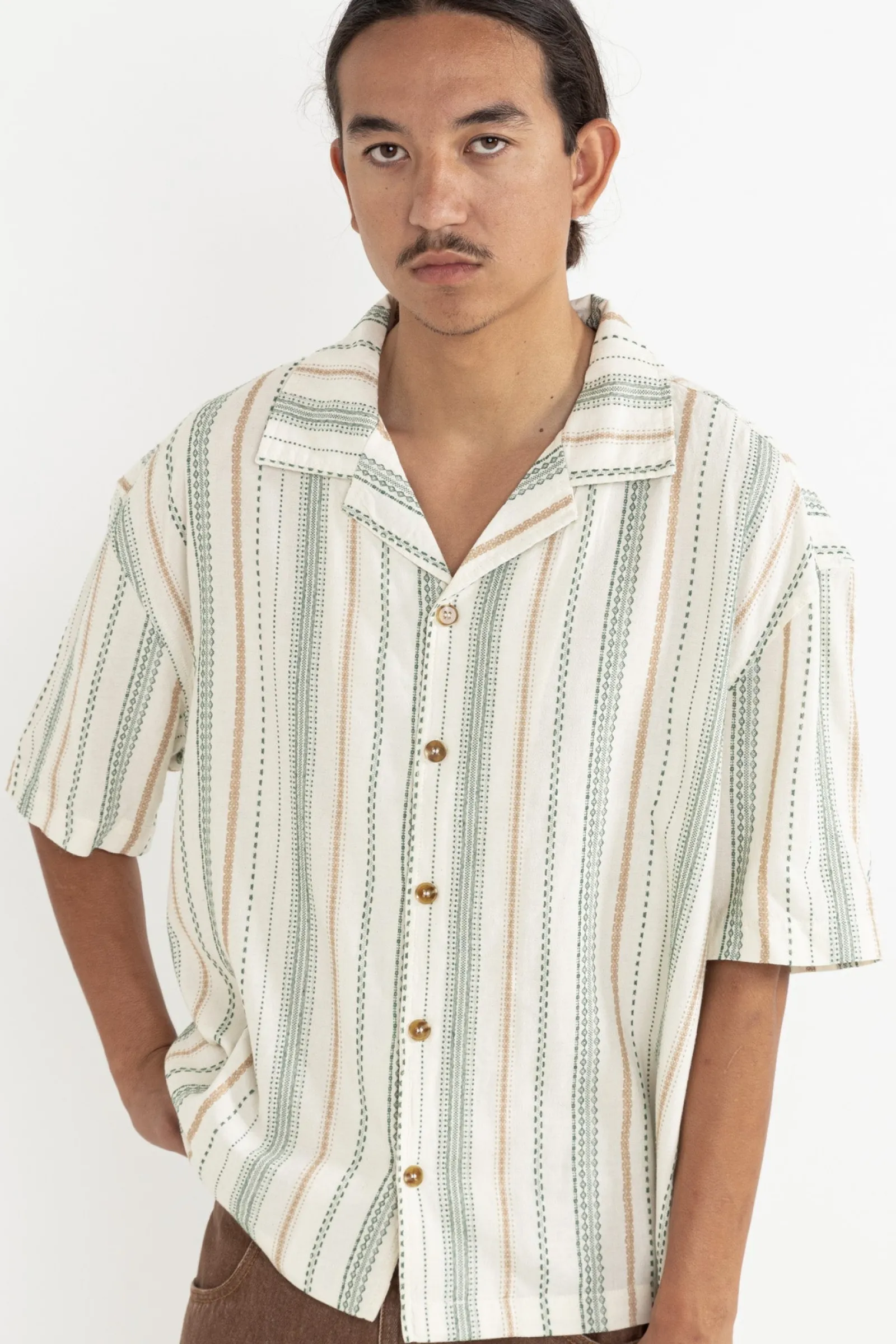 Rhythm Livin Relaxed Stripe Ss Shirt- Woven Shirts