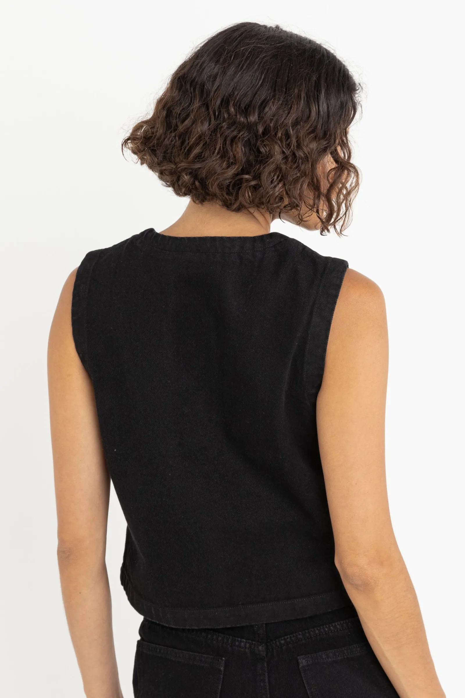 Rhythm Livin Riley Denim Vest Vintage Black-Women Fashion Tops
