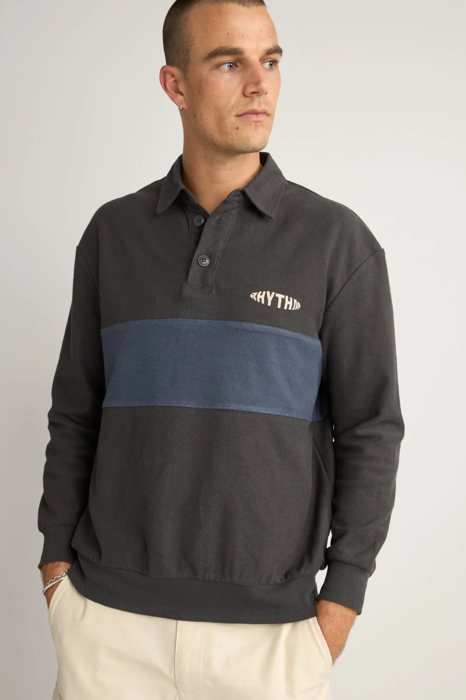 Rhythm Livin Terry Vintage Ls Rugby Shirt- Woven Shirts