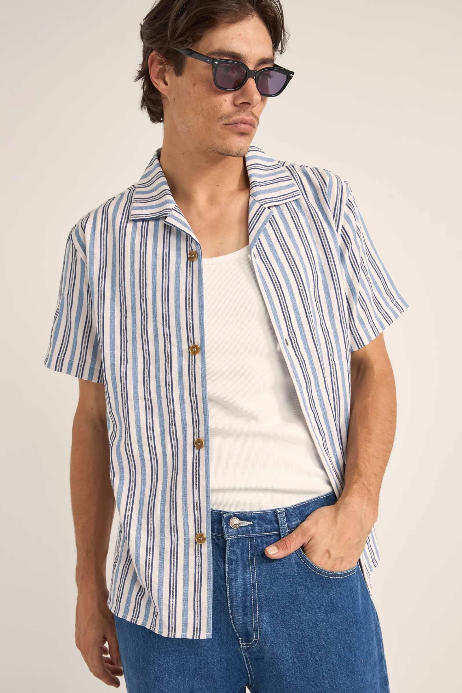 Rhythm Livin Vacation Stripe Ss Shirt- Woven Shirts