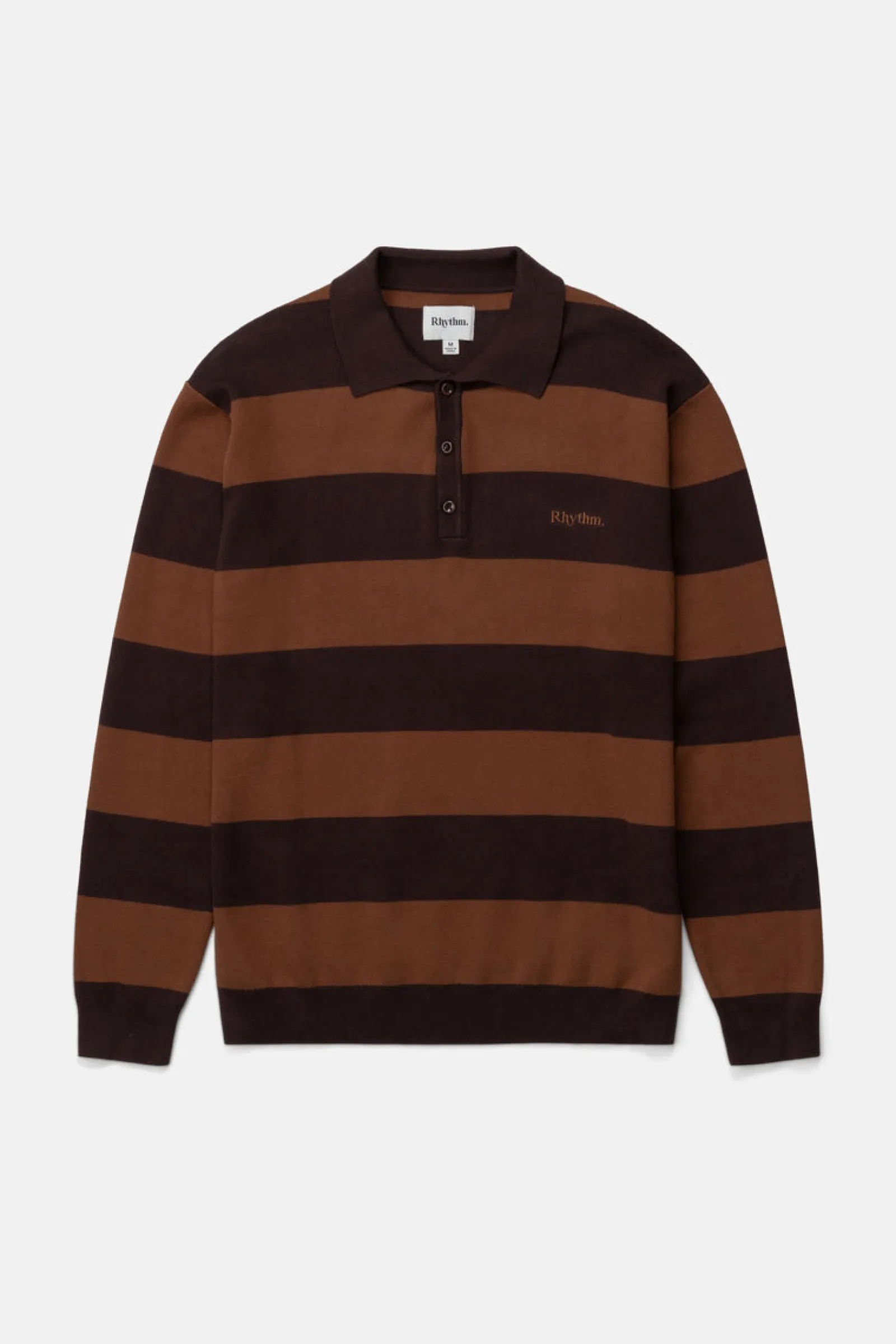 Rhythm Livin Ventura Stripe Knit Ls Polo- Knits