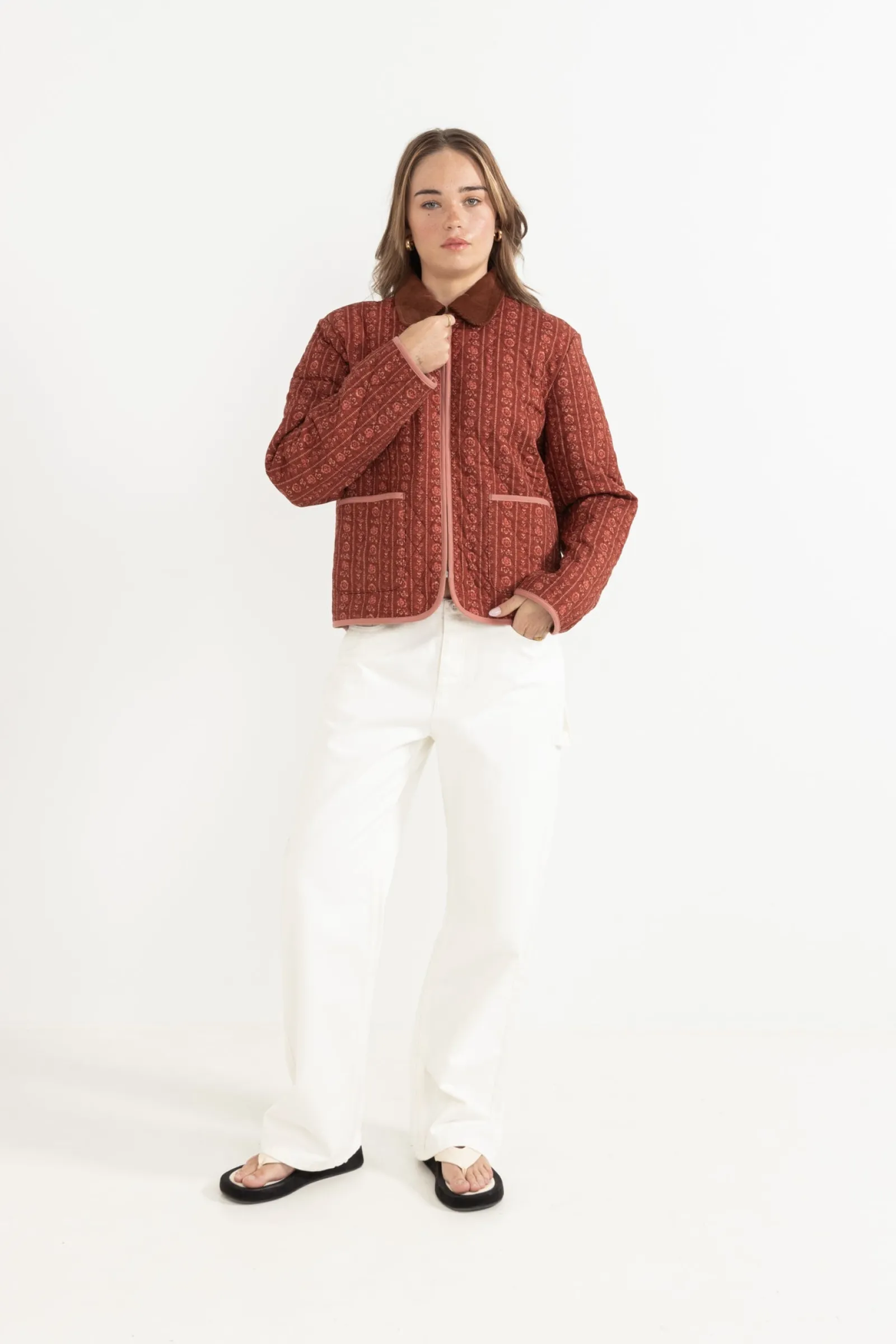 Rhythm Livin Vintage Floral Quilted Jacket-Women Jackets