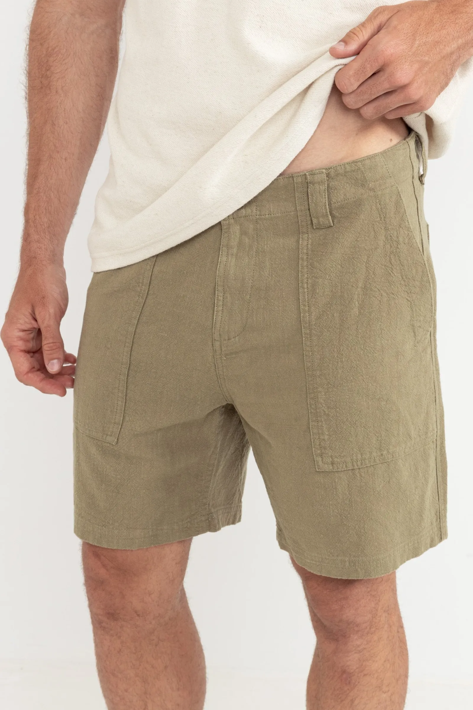 Rhythm Livin Worn Path Textured Linen Short- Shorts